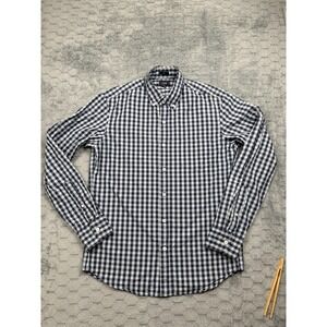 J Crew Shirt Mens Medium Blue Navy Gingham Button Down Slim Fit Cotton Casual